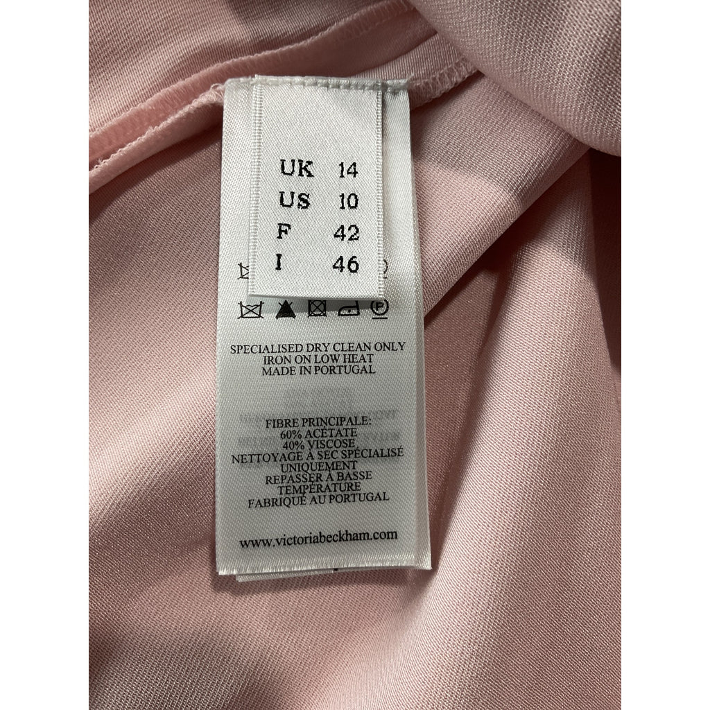 Victoria Beckham Gathered Waist Pink Viscose Midi Dress Size 10 US