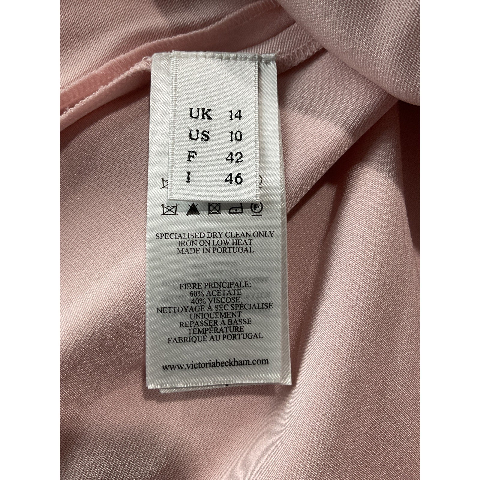 Victoria Beckham Gathered Waist Pink Viscose Midi Dress Size 10 US