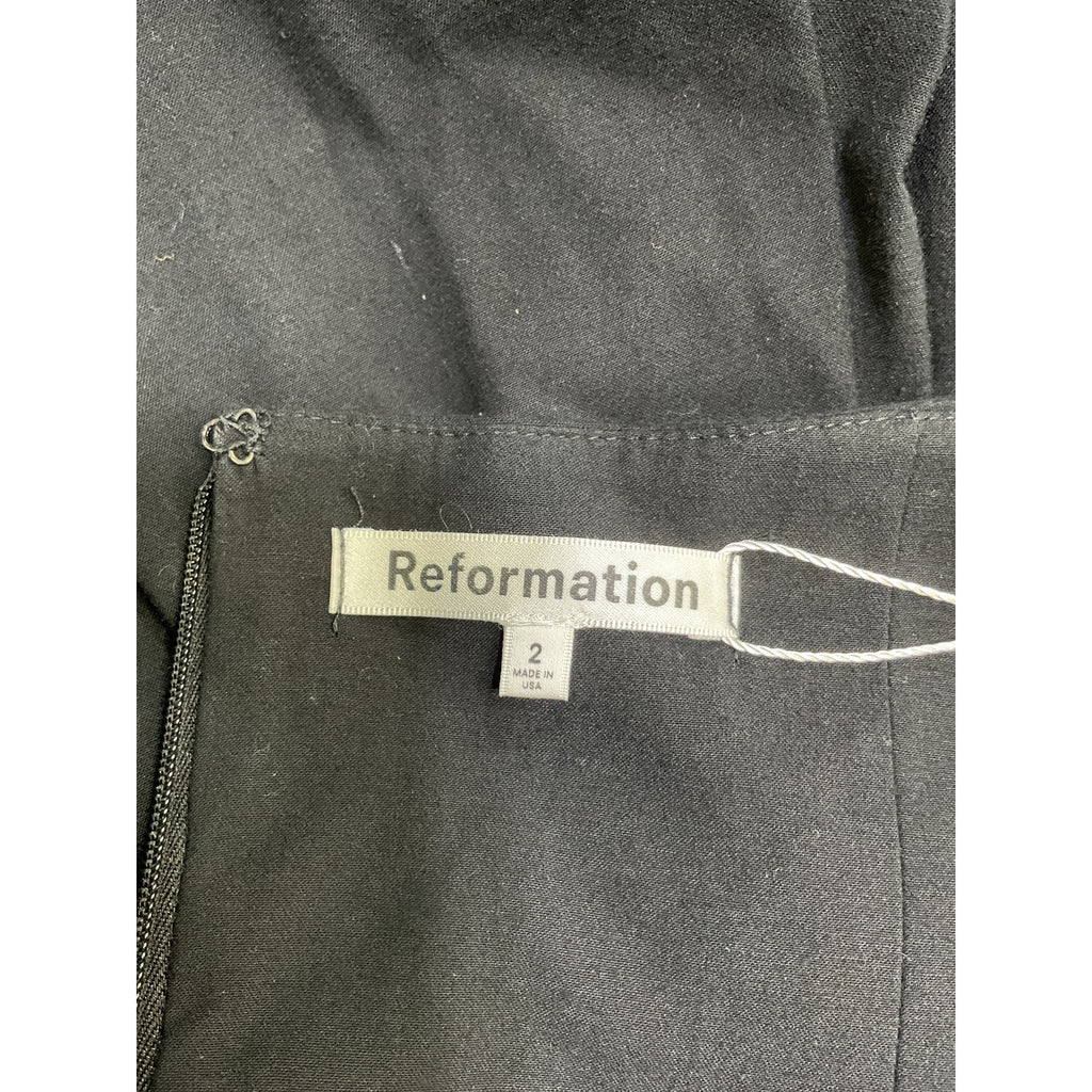 Reformation 'Babette' Black Cotton Dress Size 2