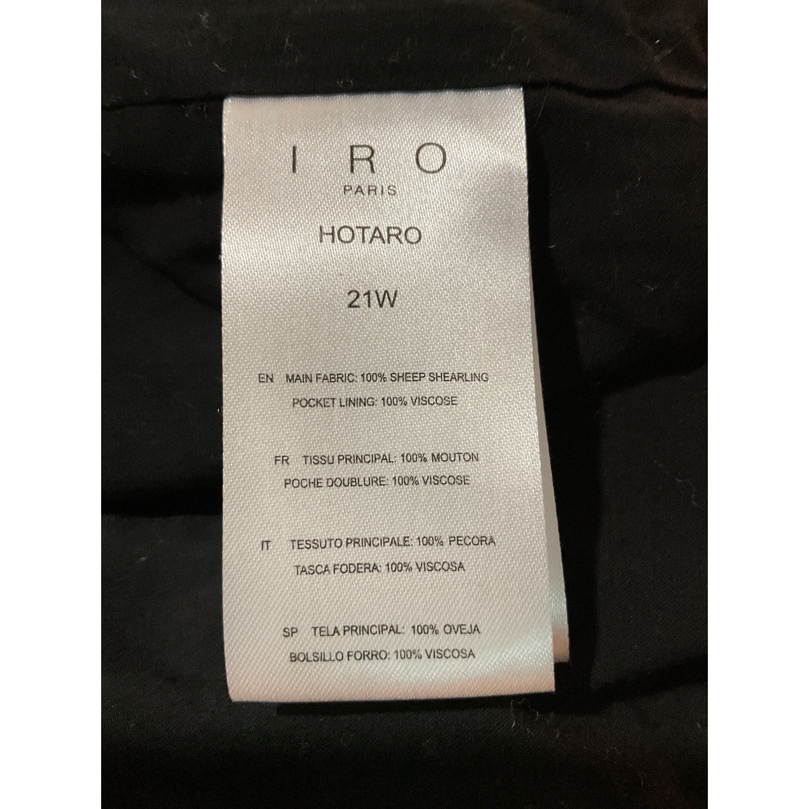 Iro 'Hotaro' Black Leather Shearling Jacket Size 38