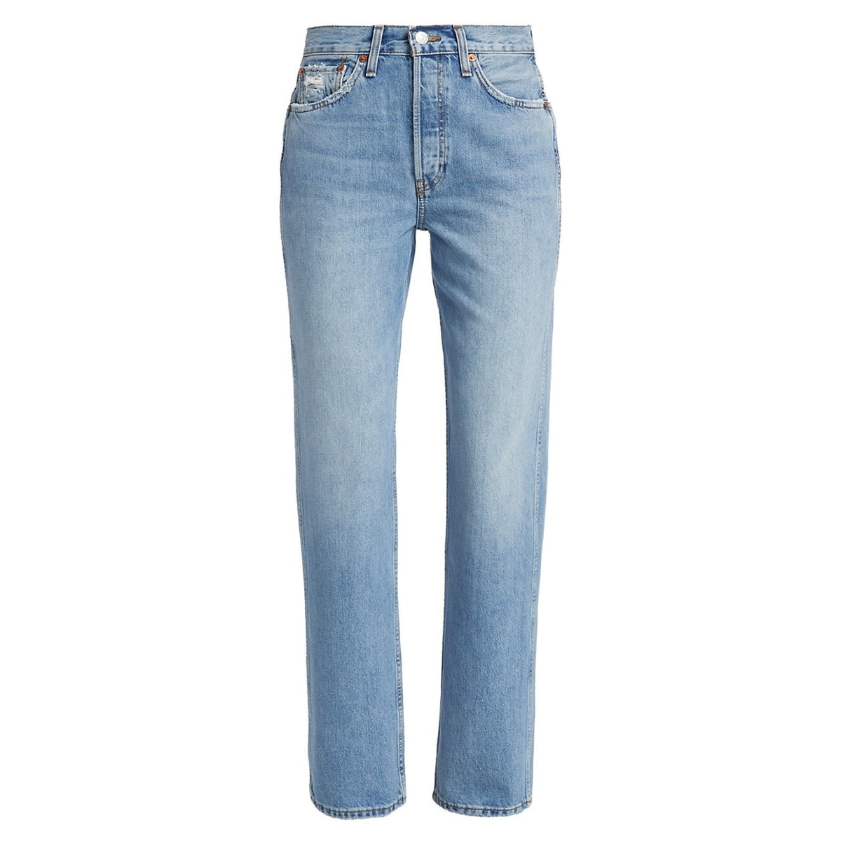 Redone Classic Worn Blue 90s High Rise Rigid Straight Denim Jeans Size 28