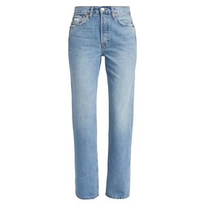 Redone Classic Worn Blue 90s High Rise Rigid Straight Denim Jeans Size 28