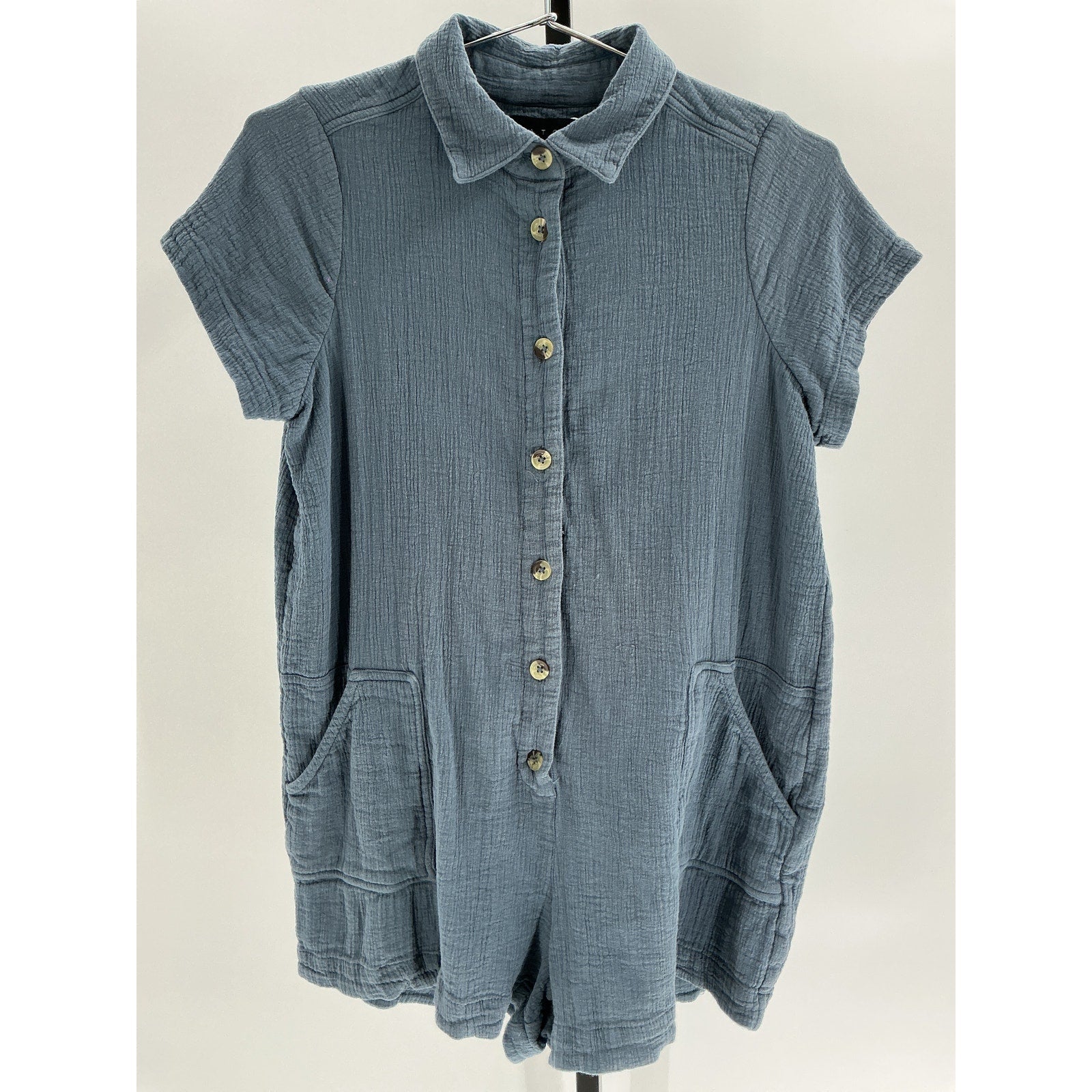 Hatch 'The Lenora' Blue Cotton Romper Size 0 / XS