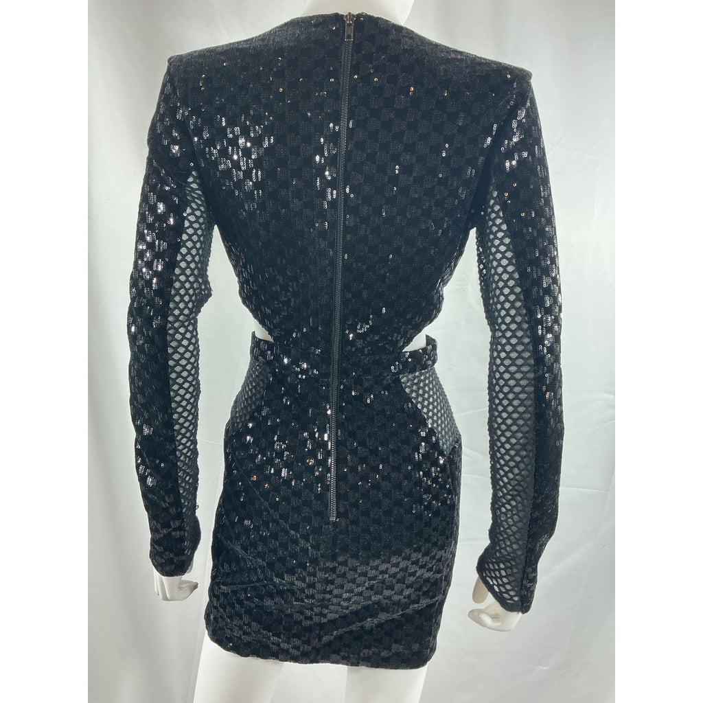 Michael Costello X Revolve 'Elise' Black Poly Mini Dress Size S - NWT