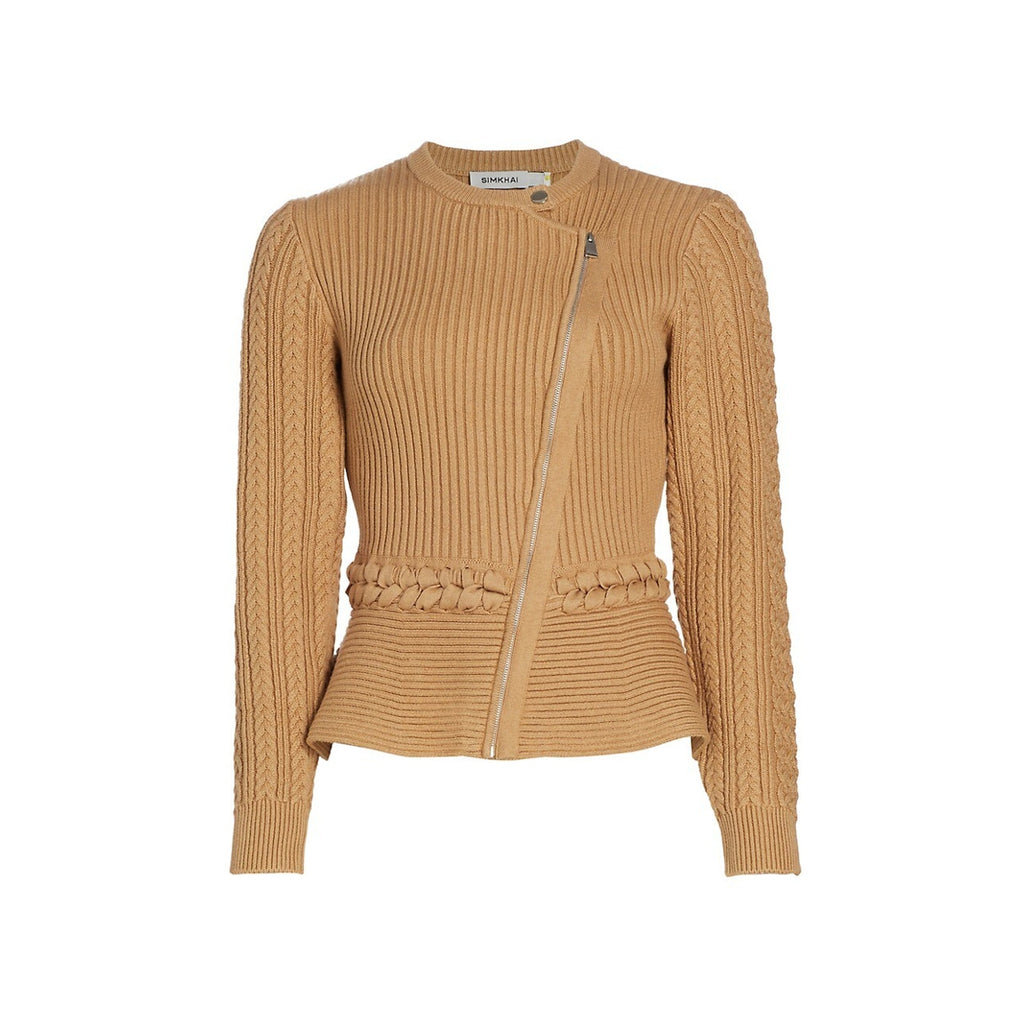 Simkhai 'Andi' Beige Cotton Fisherman Peplum Jacket Size S