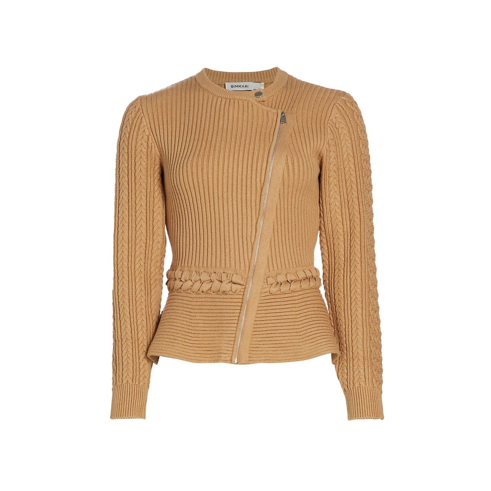 Simkhai 'Andi' Beige Cotton Fisherman Peplum Jacket Size S