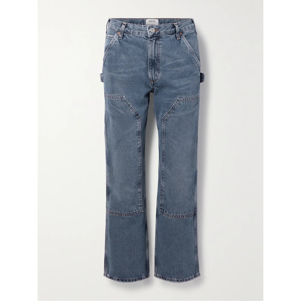 Agolde + Net 'Sustain' Blue Rami Carpenter Mid-Rise Straight-Leg Organic Denim Jeans Size 27