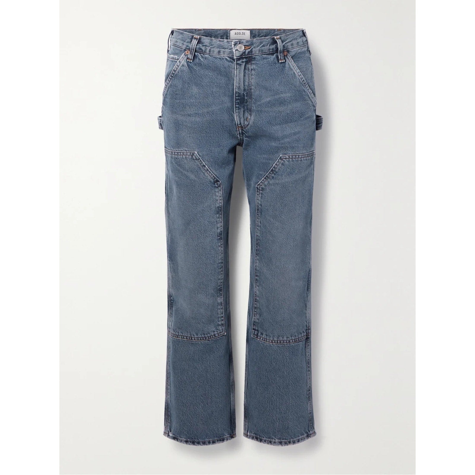 Agolde + Net 'Sustain' Blue Rami Carpenter Mid-Rise Straight-Leg Organic Denim Jeans Size 27