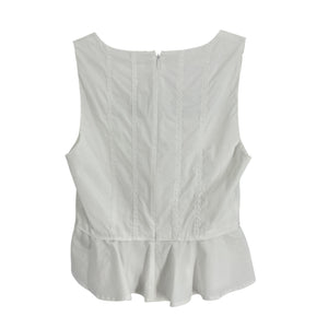 Veronica Beard Ruffled White Nikolette Top Size 6