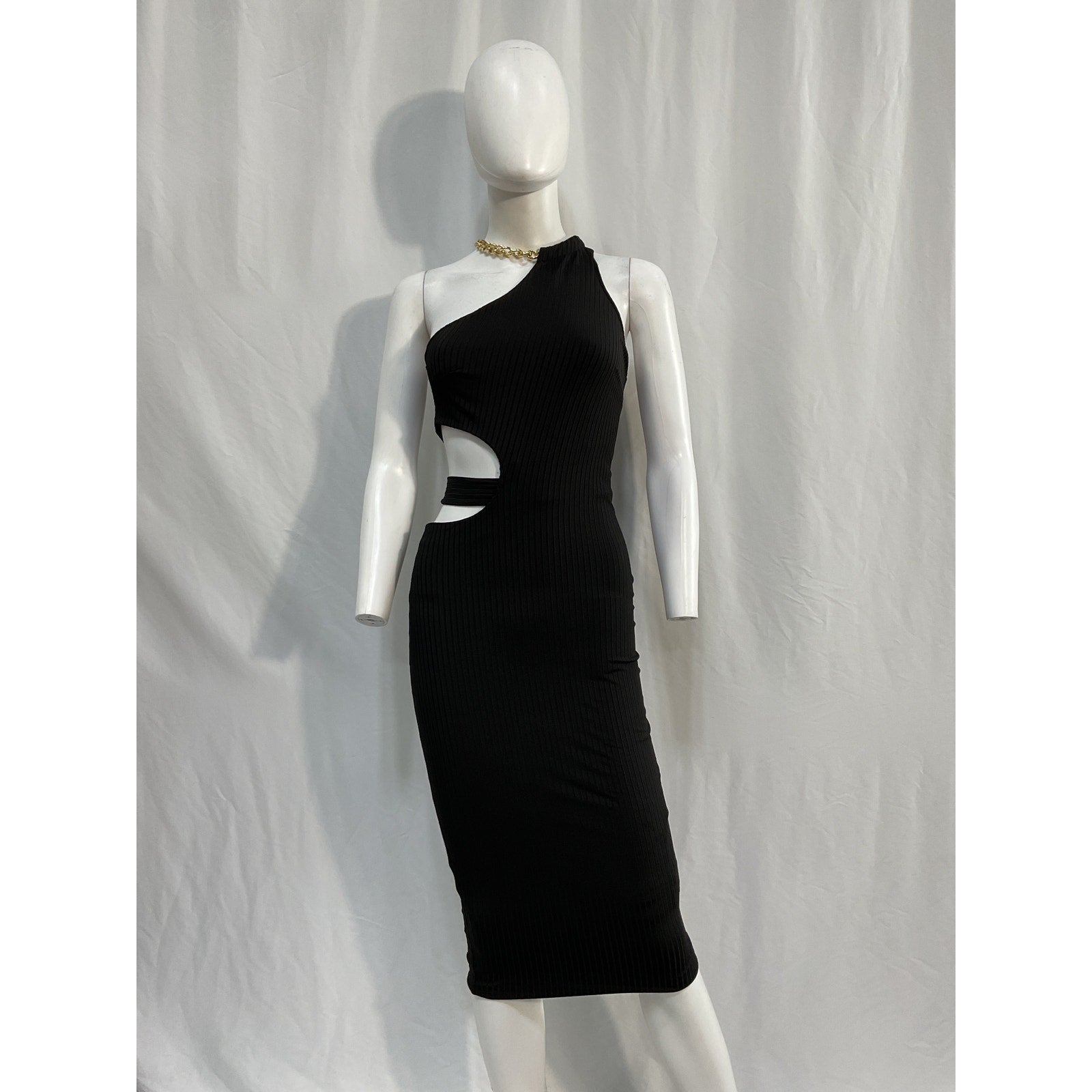 Michael Costello 'Scout' Black Polyester Midi Dress Size XXS