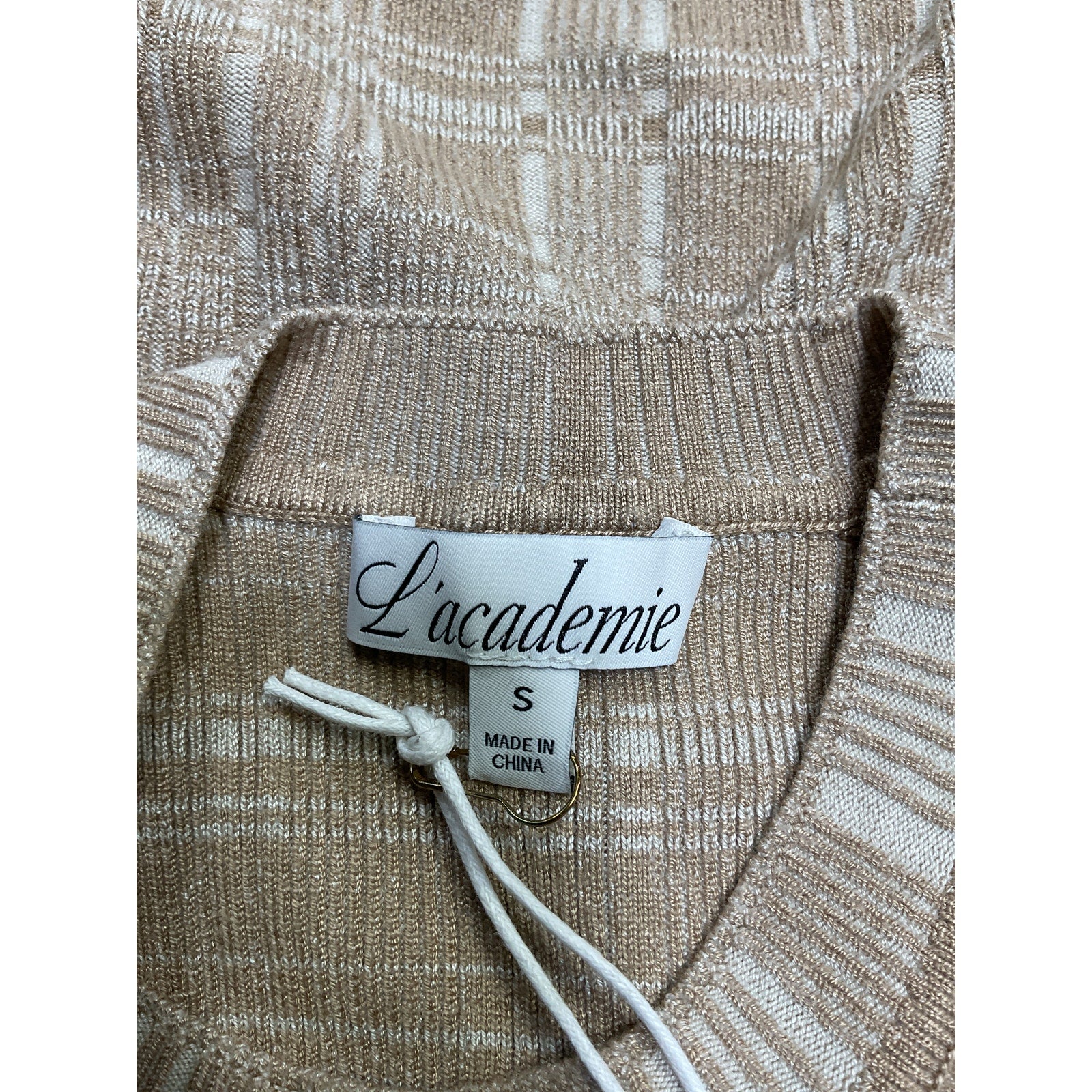 L'Academie By Marianna 'Halia' Beige Viscose Midi Knit Dress With Slit Size S - NWT