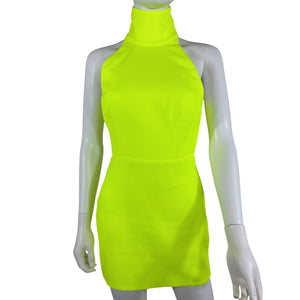 Alex Perry Sleek Neon Yellow Colton Mini Dress Size US 4 / UK 8