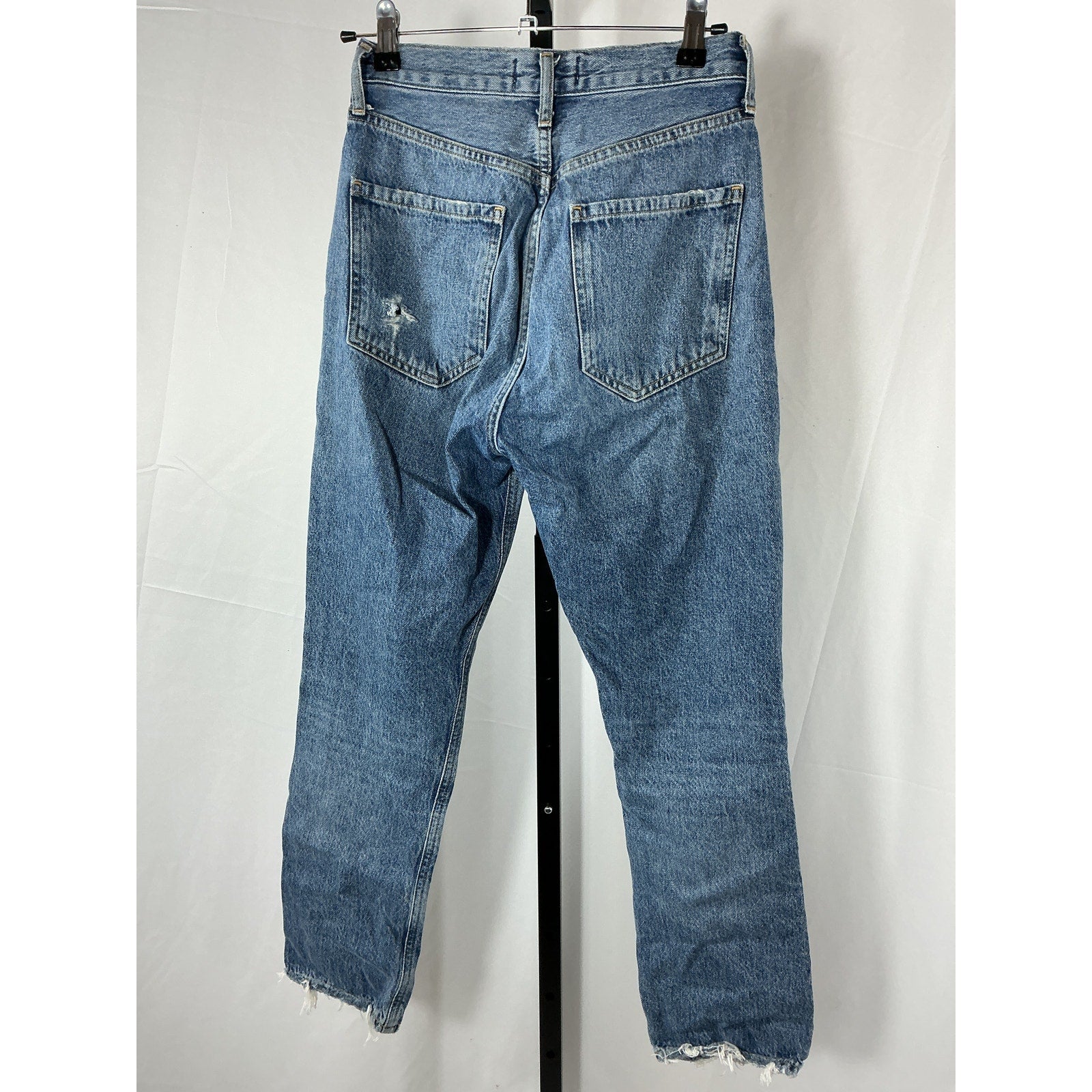 Agolde 'Riley' Blue Cotton High Rise Straight Crop Jean Size 24