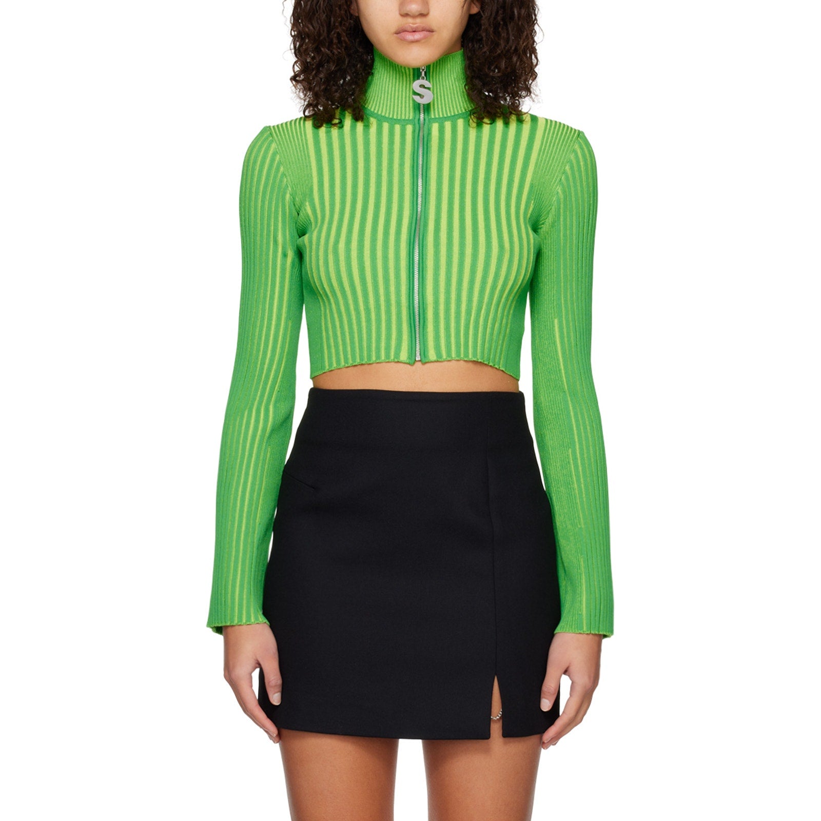 Simon Miller 'Peep' Green Viscose Zip Sweater Size S
