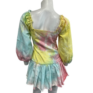 Loveshackfancy Vibrant Rainbow Radial Tie Dye Chai Dress Size 0