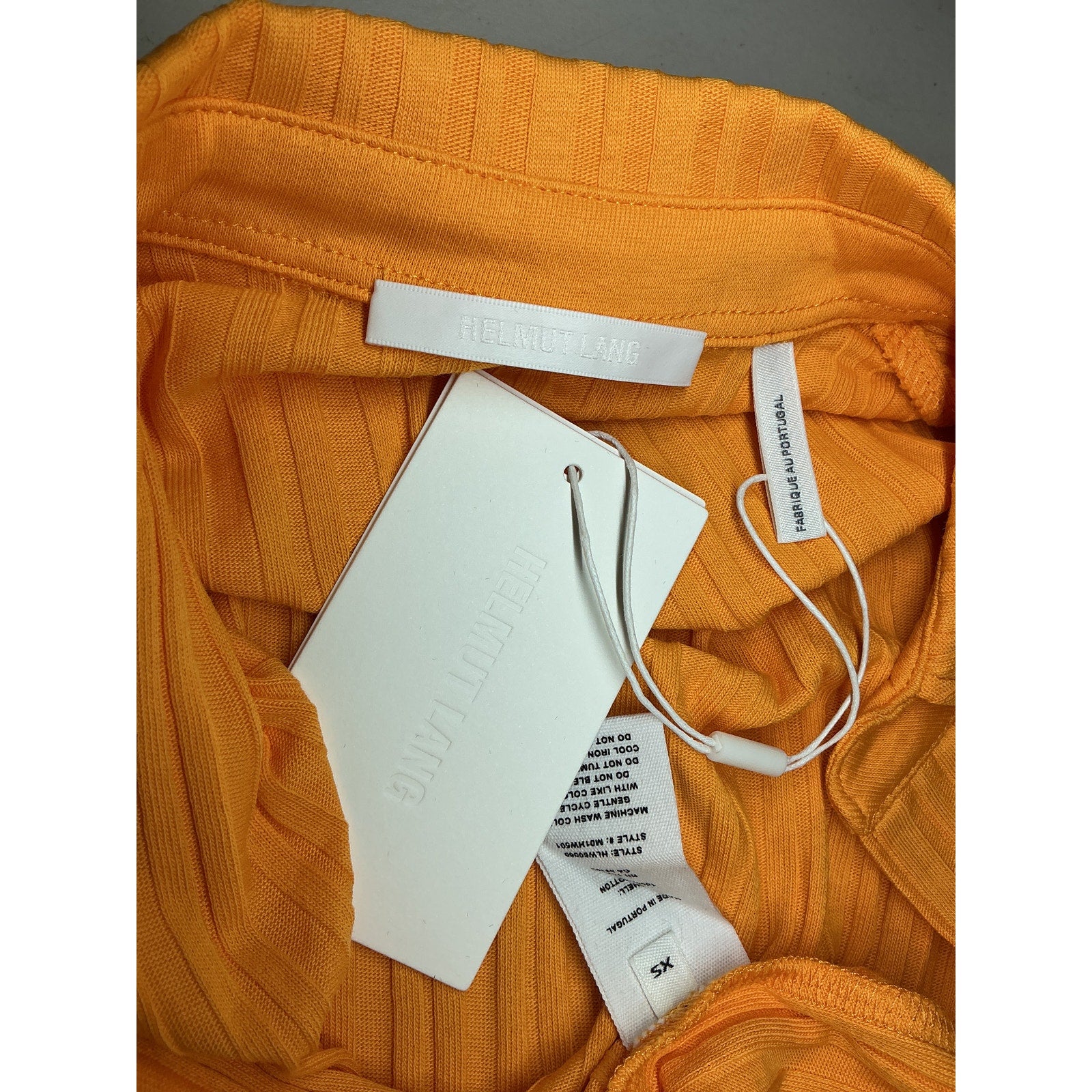 Helmut Lang Cropped Orange Cotton Polo Top Size XS - NWT