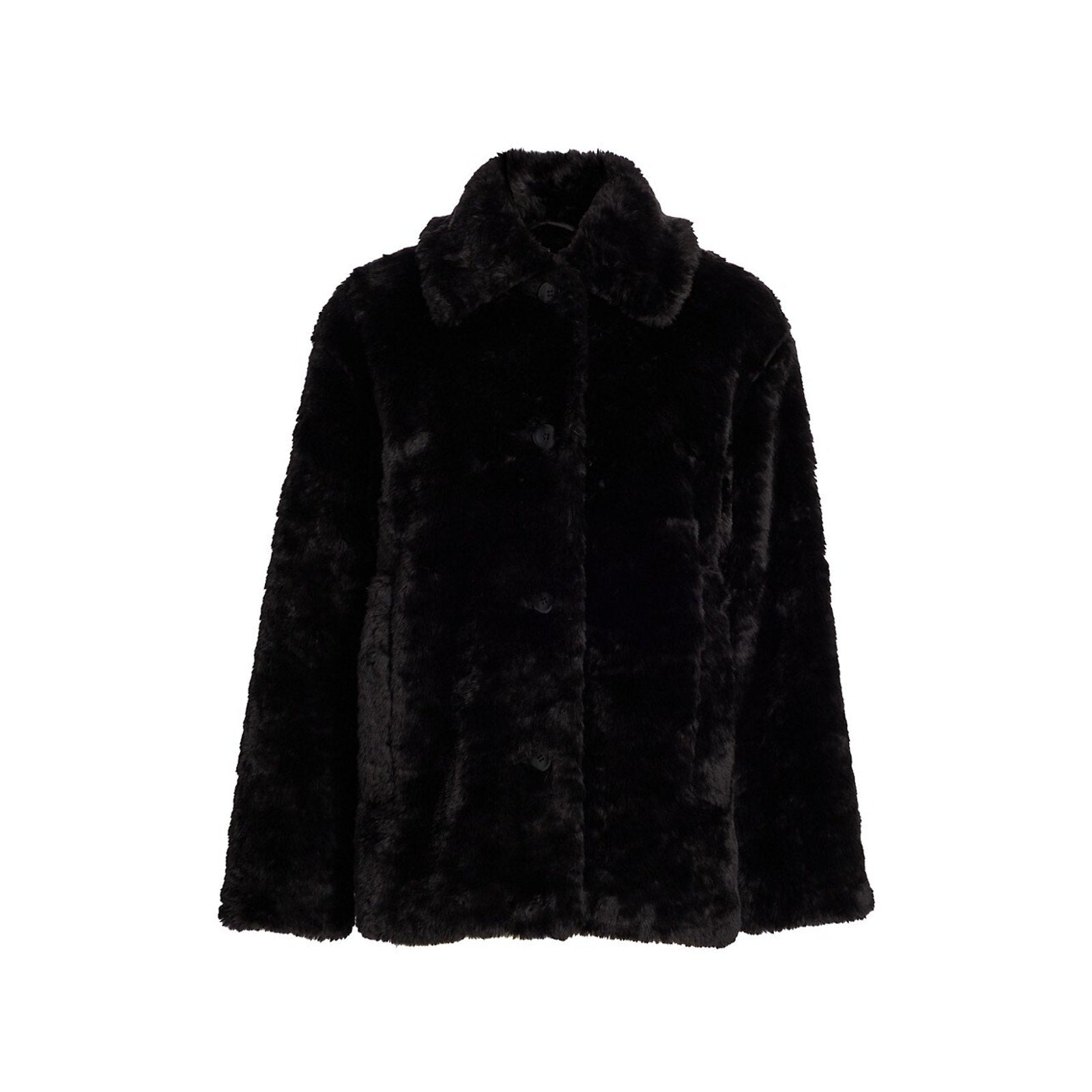 Proenza Schouler Label Black Modacrylic Faux Fur Peacoat Size S