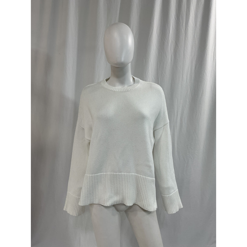 Autumn Cashmere White Relaxed Solid Crew Size S