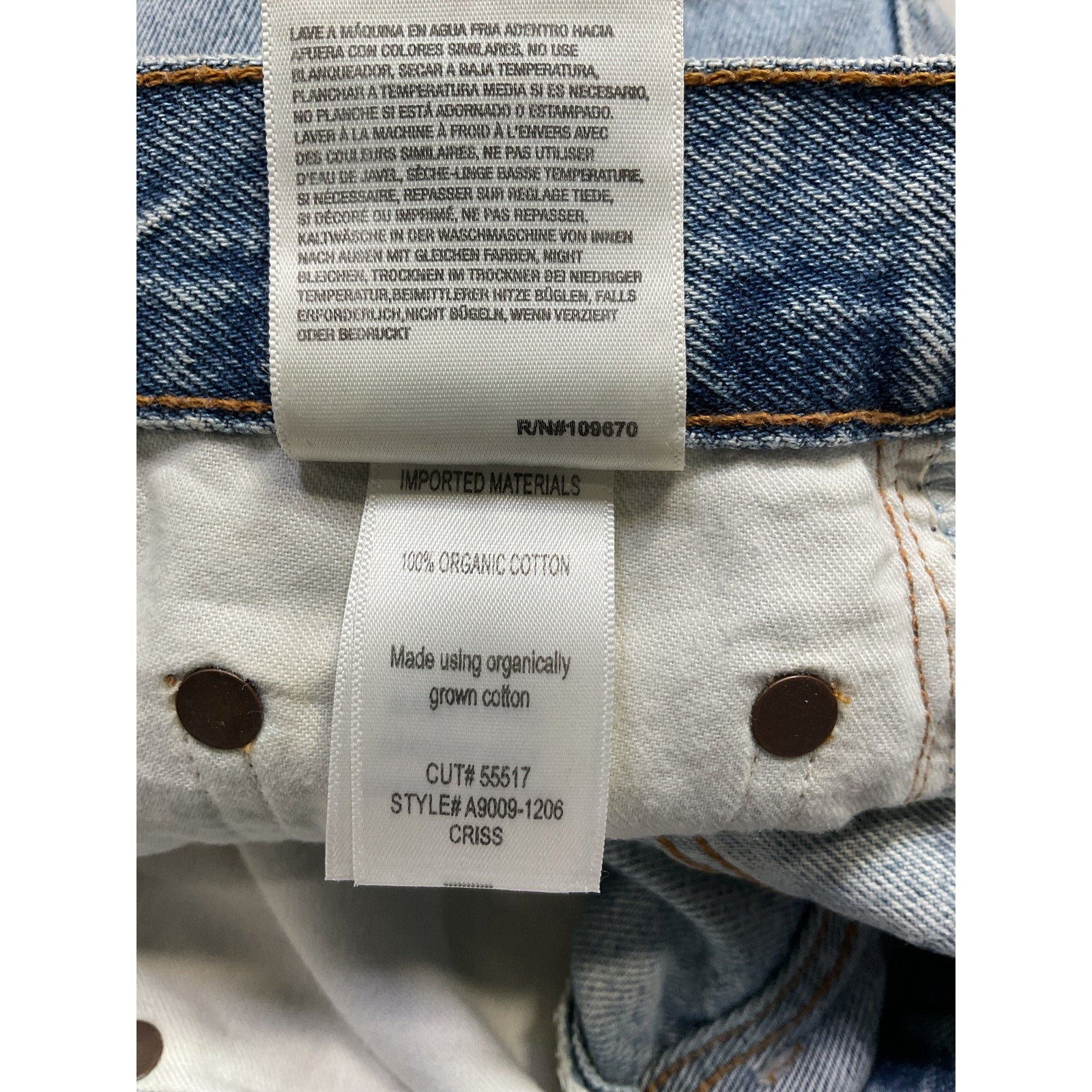 Agolde 'Criss Cross' Blue Denim Jean Short Size 23