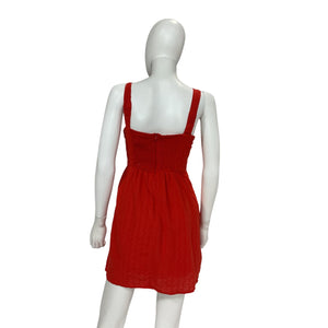 Lost + Wander Ruffled Red Strawberry Waves Mini Dress Size Medium