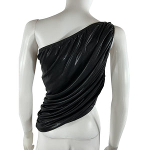 Norma Kamali Ruched Black Diana Crop Top Size L