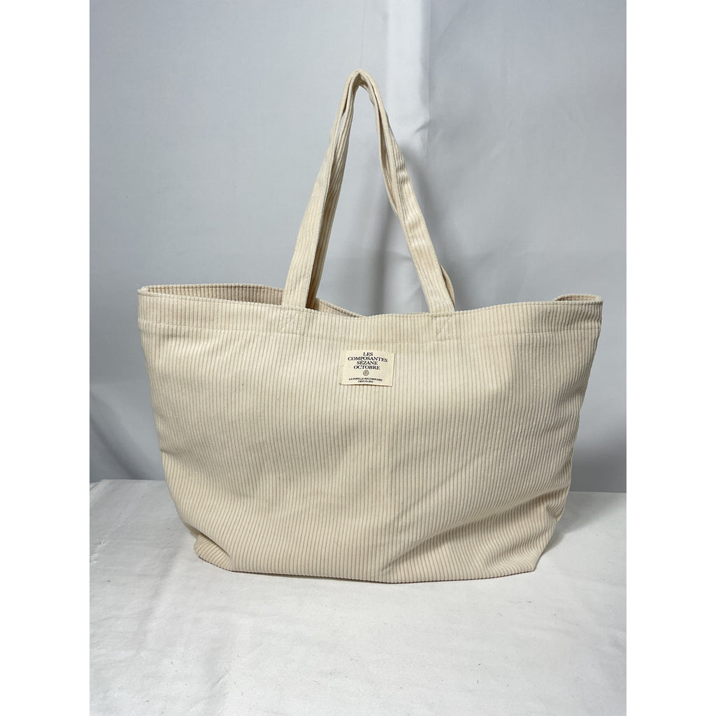 S�zane 'Velvet' Beige Cotton Tote Bag