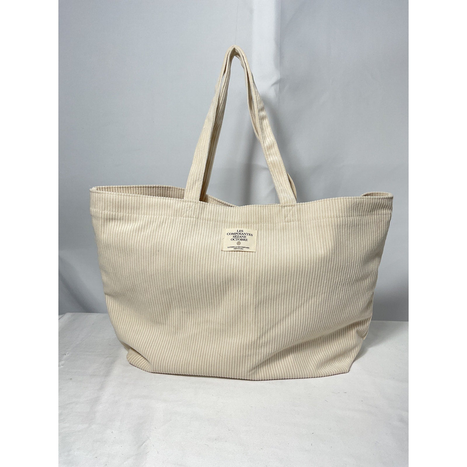 S�zane 'Velvet' Beige Cotton Tote Bag