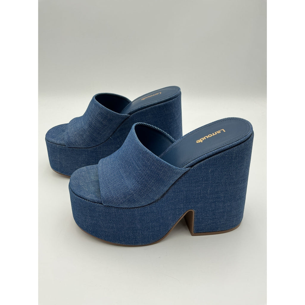 Larroude 'Wanda' Blue Denim Mule Size 8.5