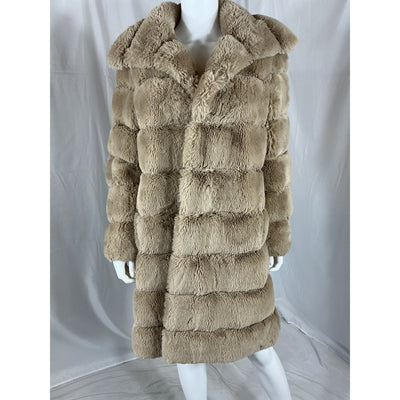 Adrienne Landau x Revolve Cream Polyester Faux Fur Long Coat Size M