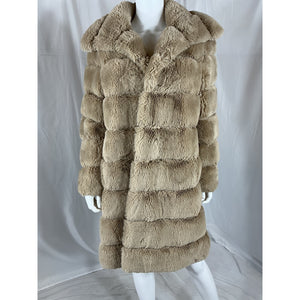 Adrienne Landau x Revolve Cream Polyester Faux Fur Long Coat Size M