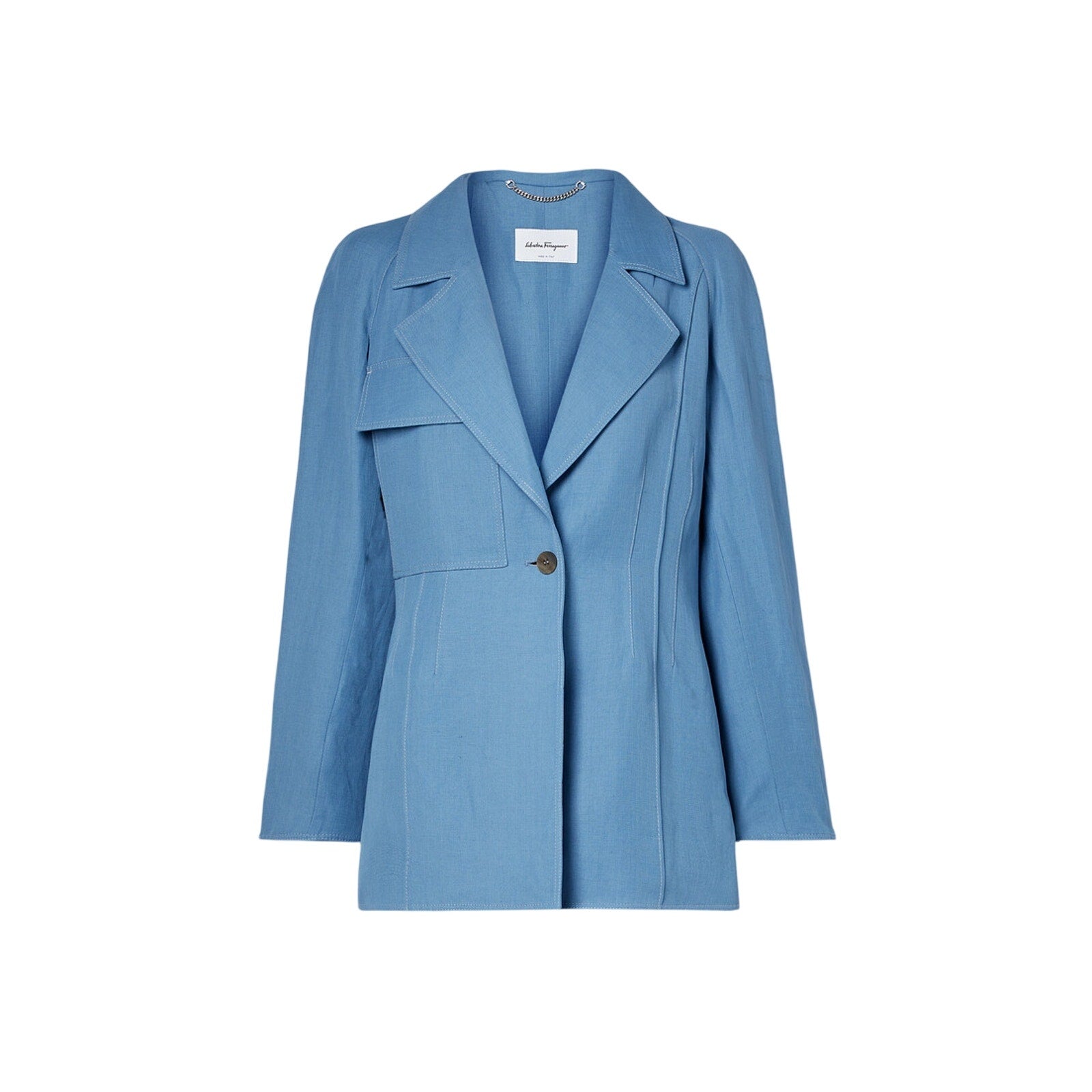 Ferragamo 'Twill' Blue Viscose Blazer Size 46