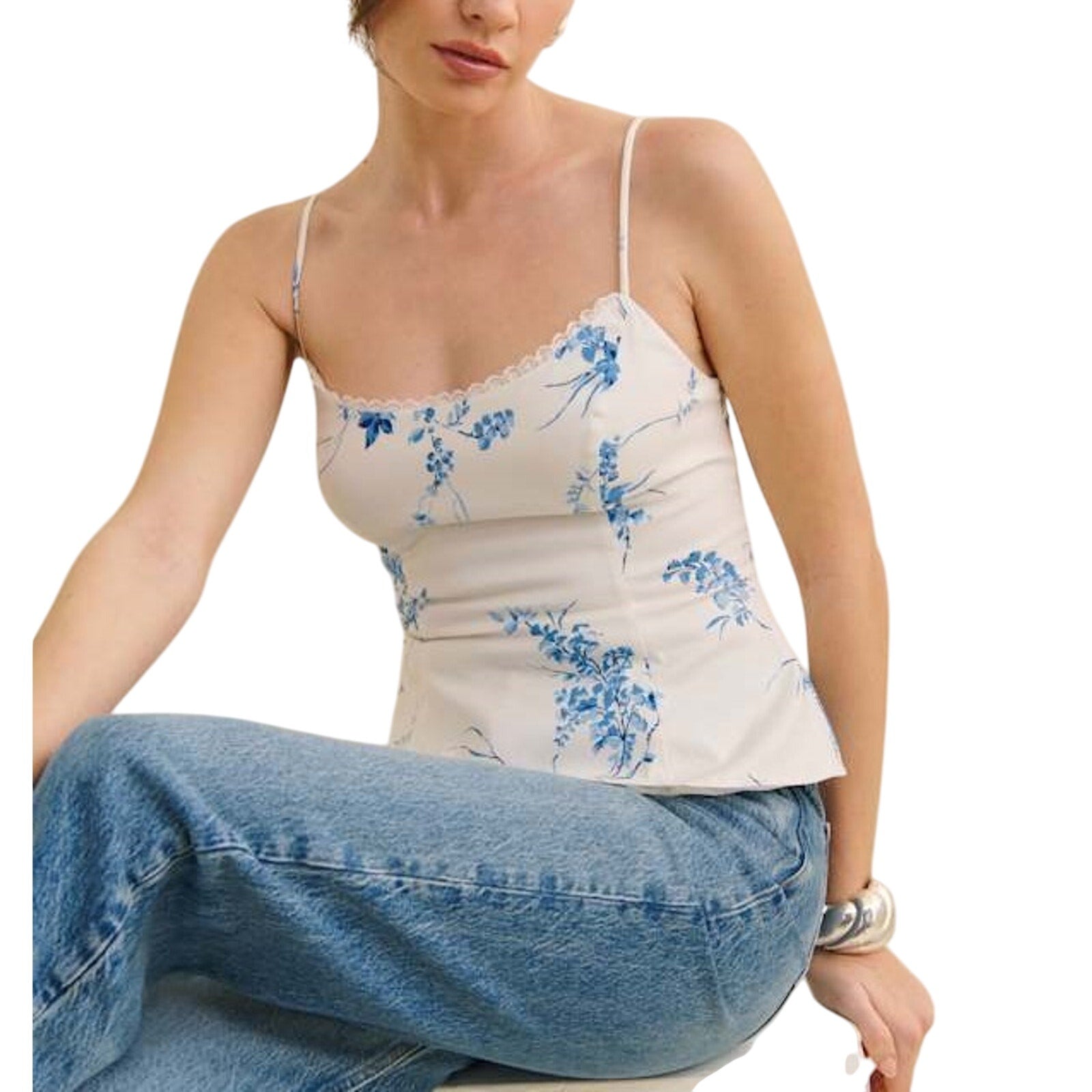Reformation 'Genevieve' White Cotton Top Size 6