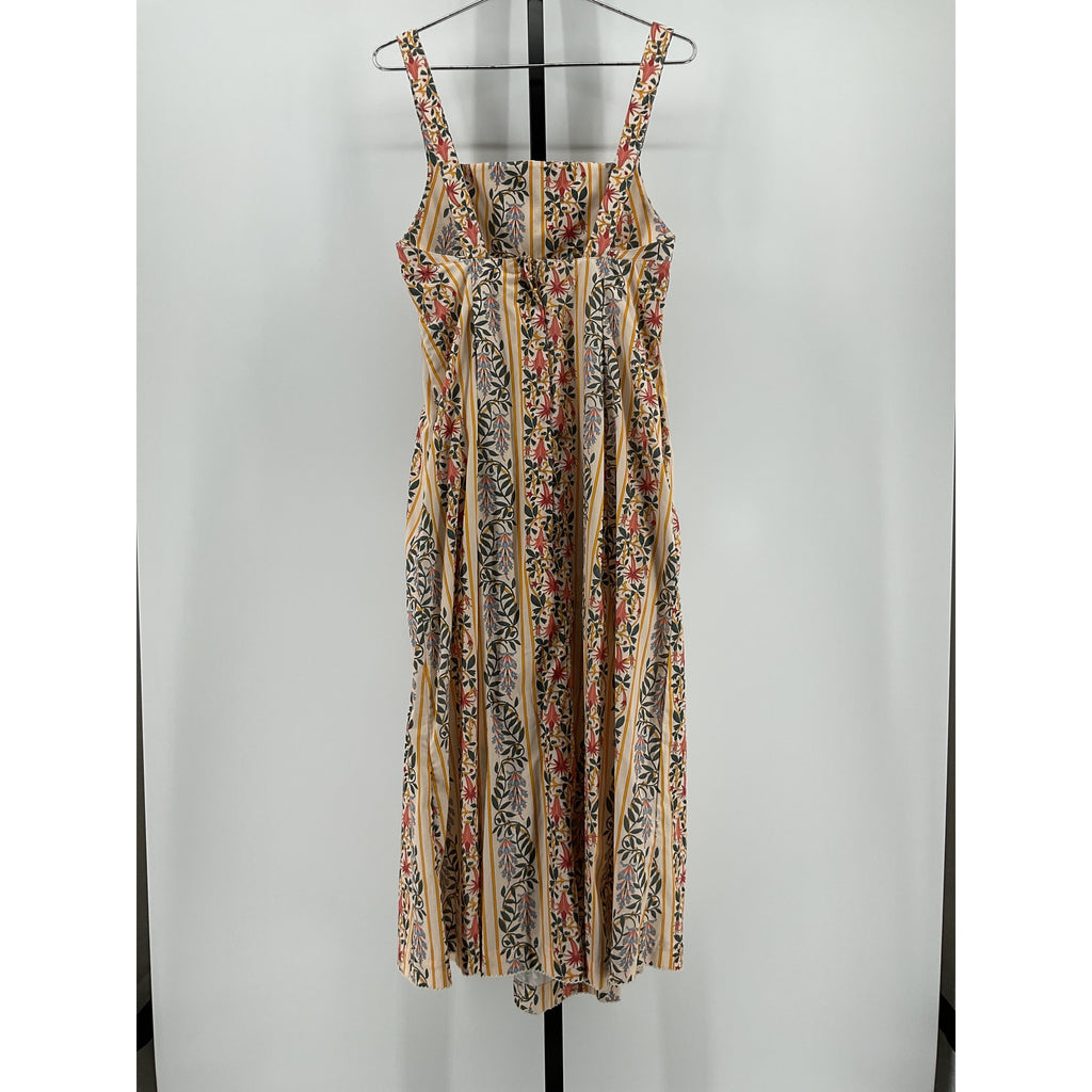Agua Bendita 'Hortensia' Yellow Cotton Pleated Floral Maxi Dress Size S