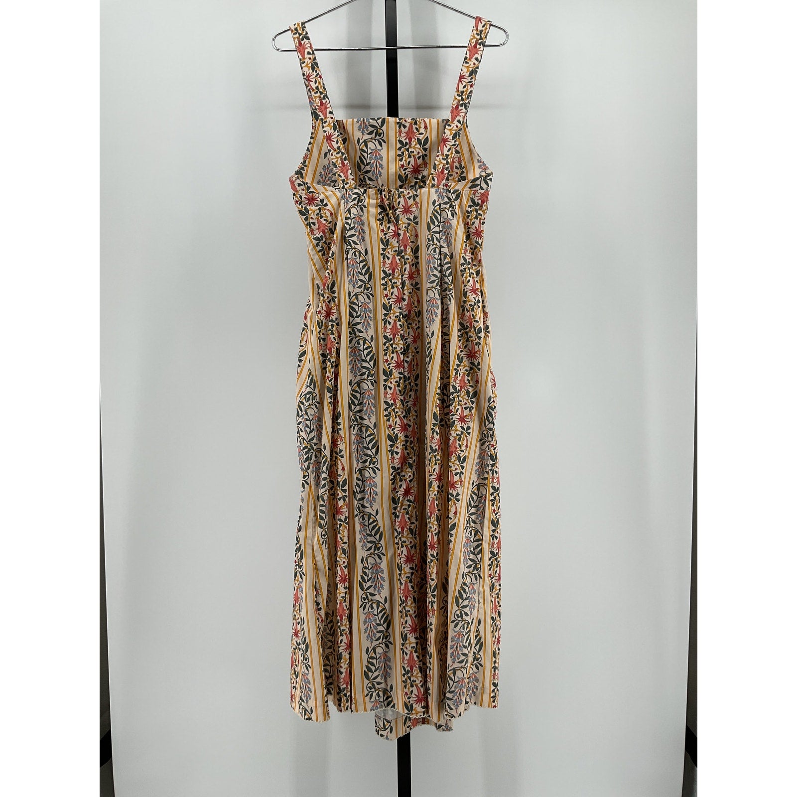 Agua Bendita 'Hortensia' Yellow Cotton Pleated Floral Maxi Dress Size S