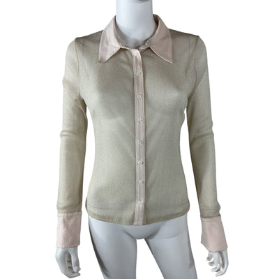 Simkhai Sheer Champagne Tia Blouse Size S