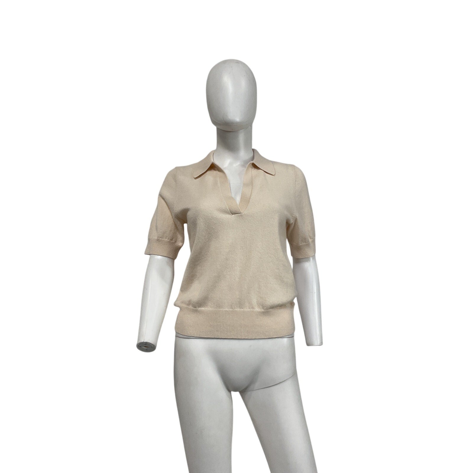 Reformation 'Louise' Cream Cashmere Polo Sweater Size S