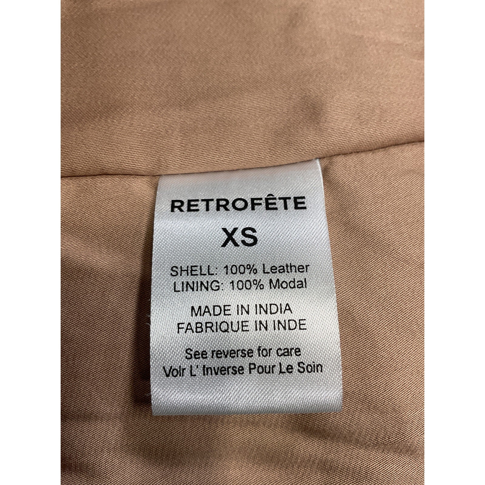 Retrofete 'Halle' Tan Leather Moto Jacket Size XS