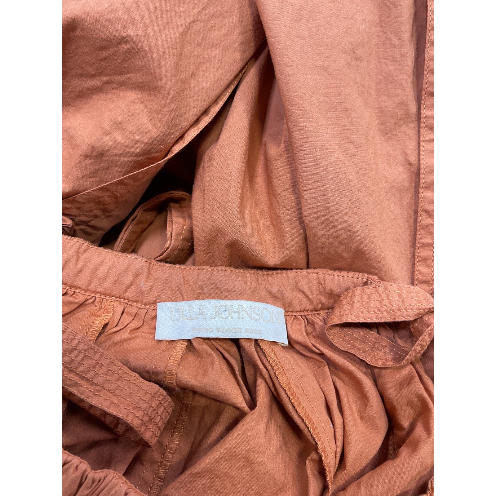 Ulla Johnson 'Joni' Brown Cotton Belted Poplin Midi Dress Size 14