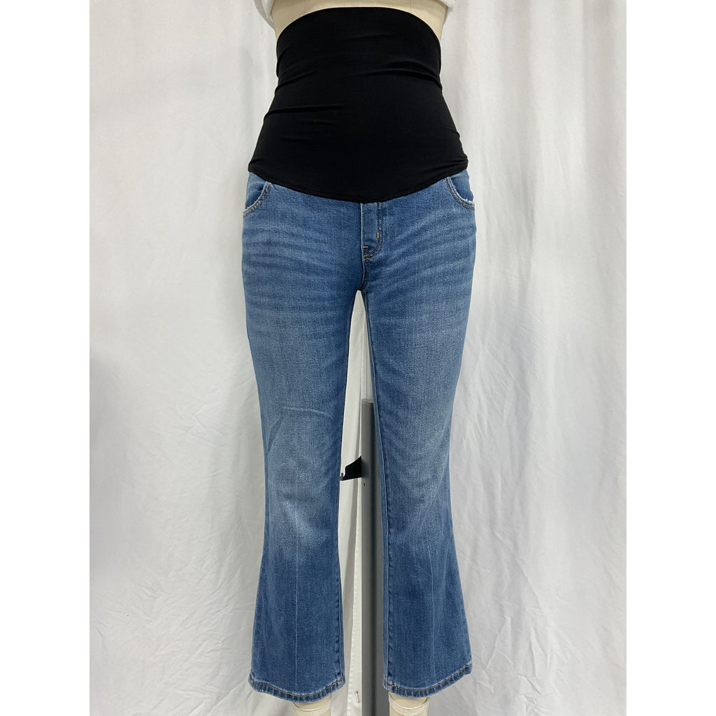 Hatch The Over Blue Cotton The Bump Straight Maternity Denim Jean Size 24