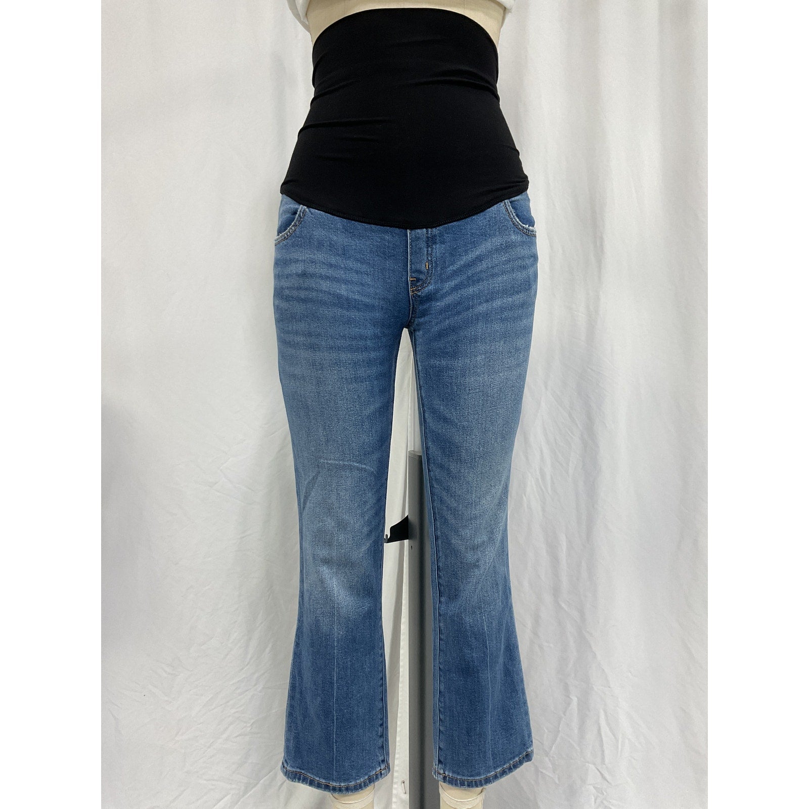 Hatch The Over Blue Cotton The Bump Straight Maternity Denim Jean Size 24