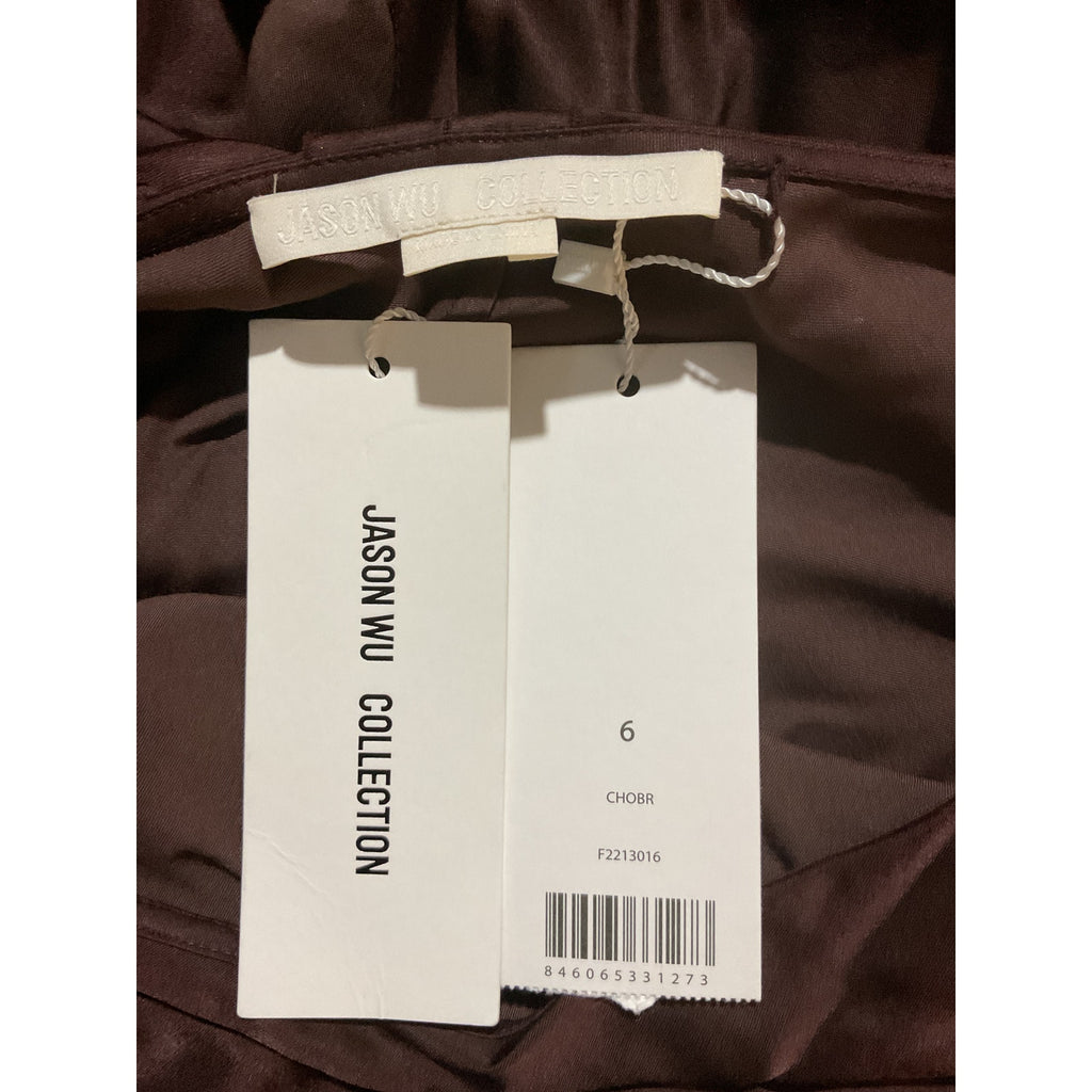 Jason Wu Mixed-Media Brown Viscose Cape Dress Size 6 - NWT