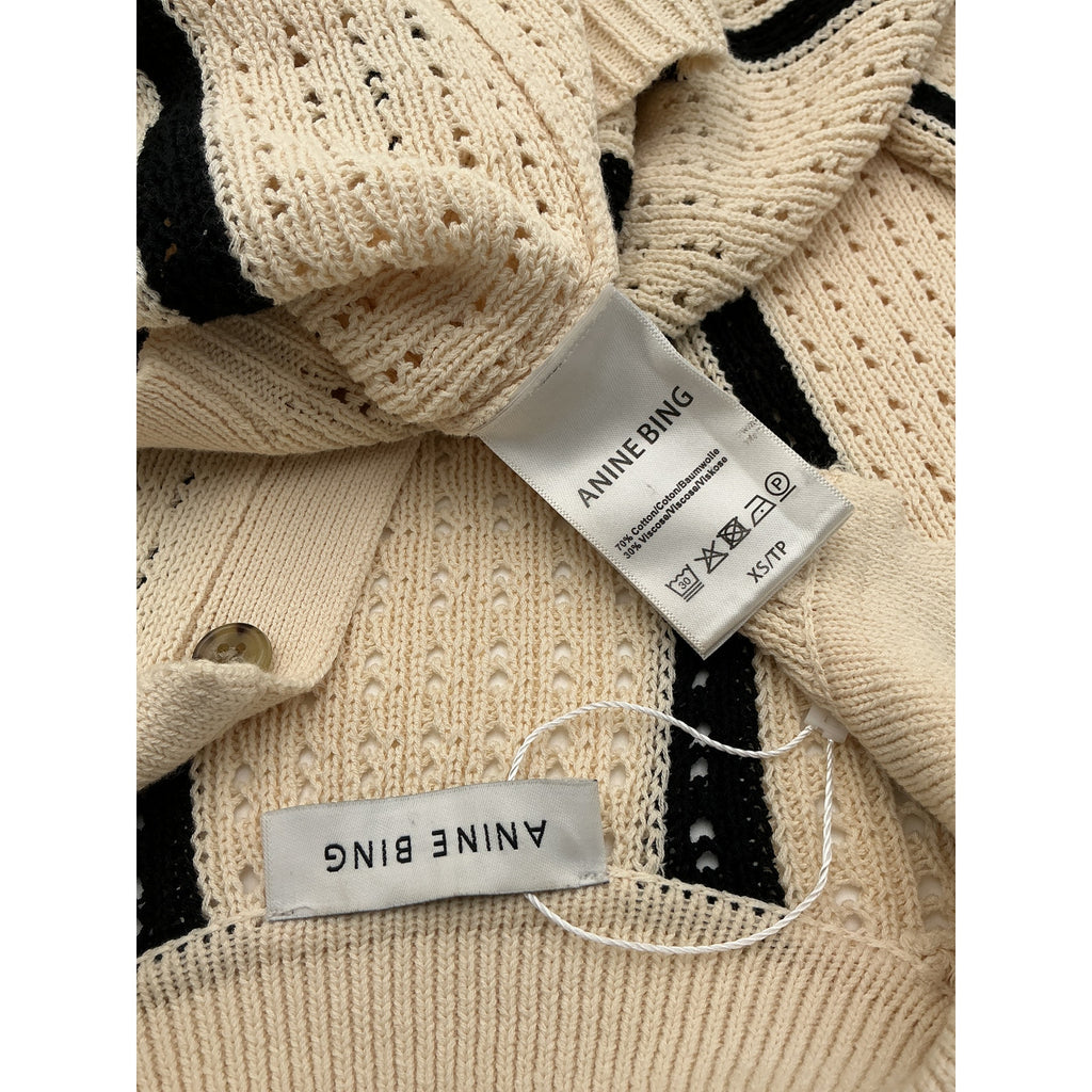 Anine Bing 'Alexis' Beige Cotton Collared Sweater Size XS