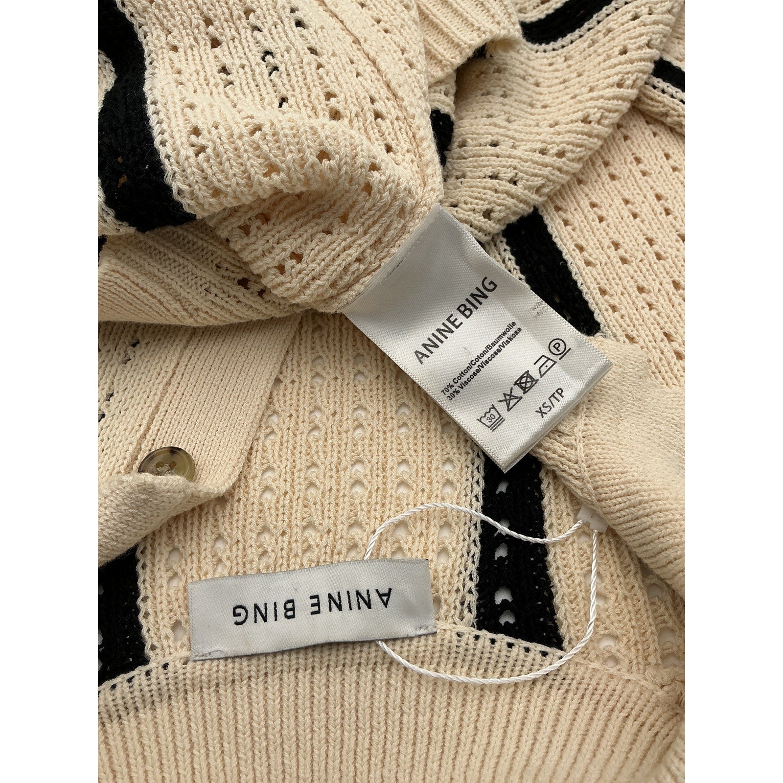 Anine Bing 'Alexis' Beige Cotton Collared Sweater Size XS