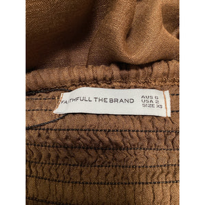 Faithfull The Brand 'Venezia' Brown Linen Mini Dress Size XS
