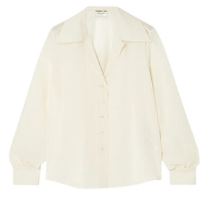 Saint Laurent Luxe Cream Button Front Blouse Size FR 34 / US 2