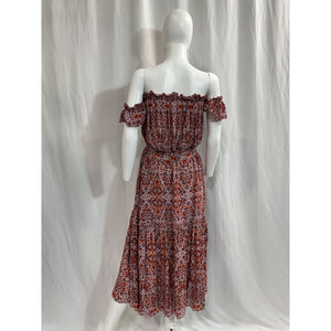 Misa Los Angeles Red Floral Print Long Dress Size M