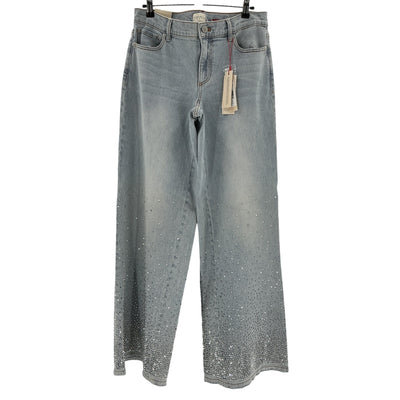 Alice & Olivia Embellished Blue Wide Leg Denim Jeans Size 28
