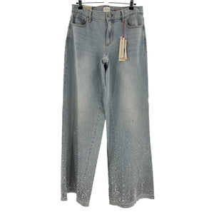 Alice & Olivia Embellished Blue Wide Leg Denim Jeans Size 28