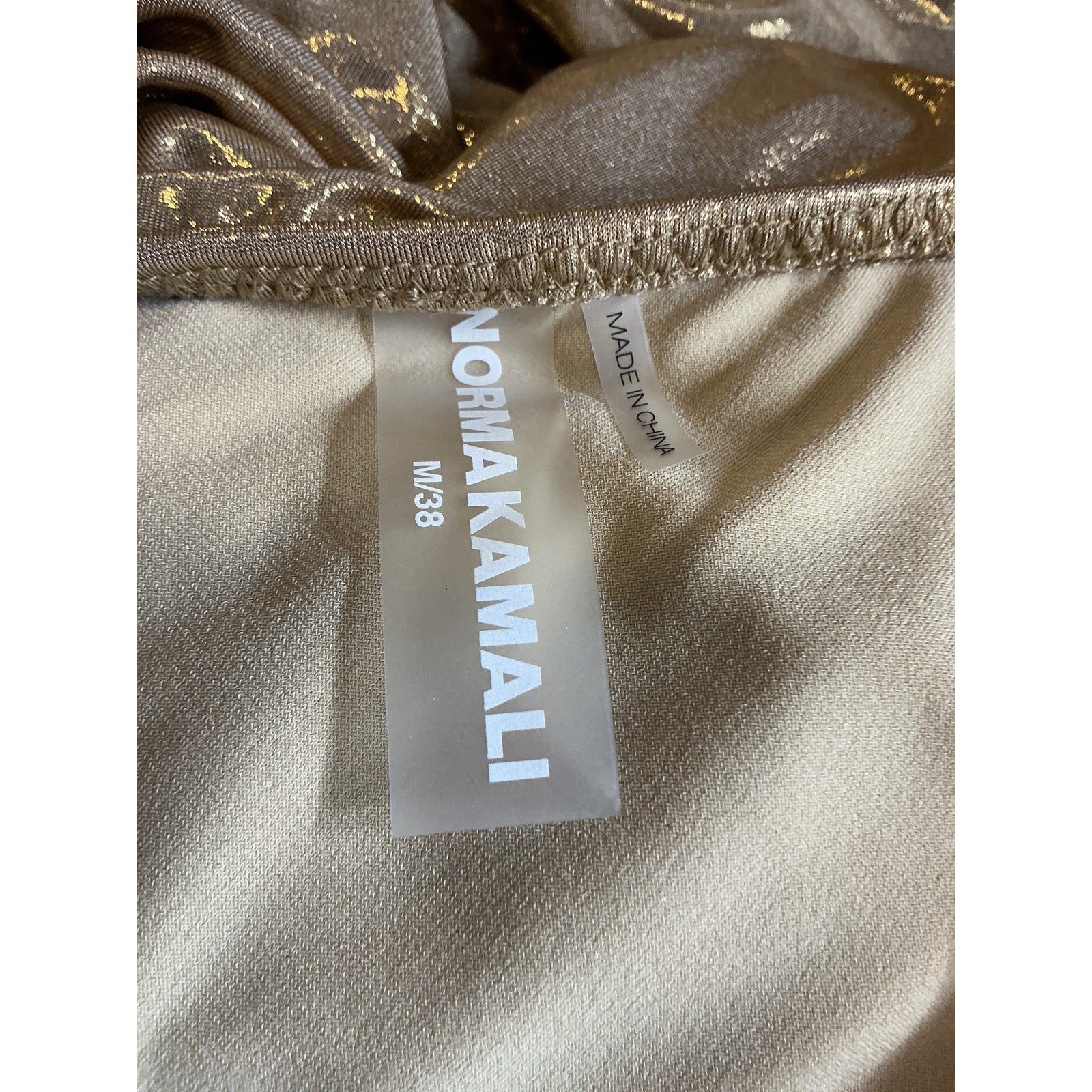 Norma Kamali 'Diana' Gold Poly Mini Dress Size M