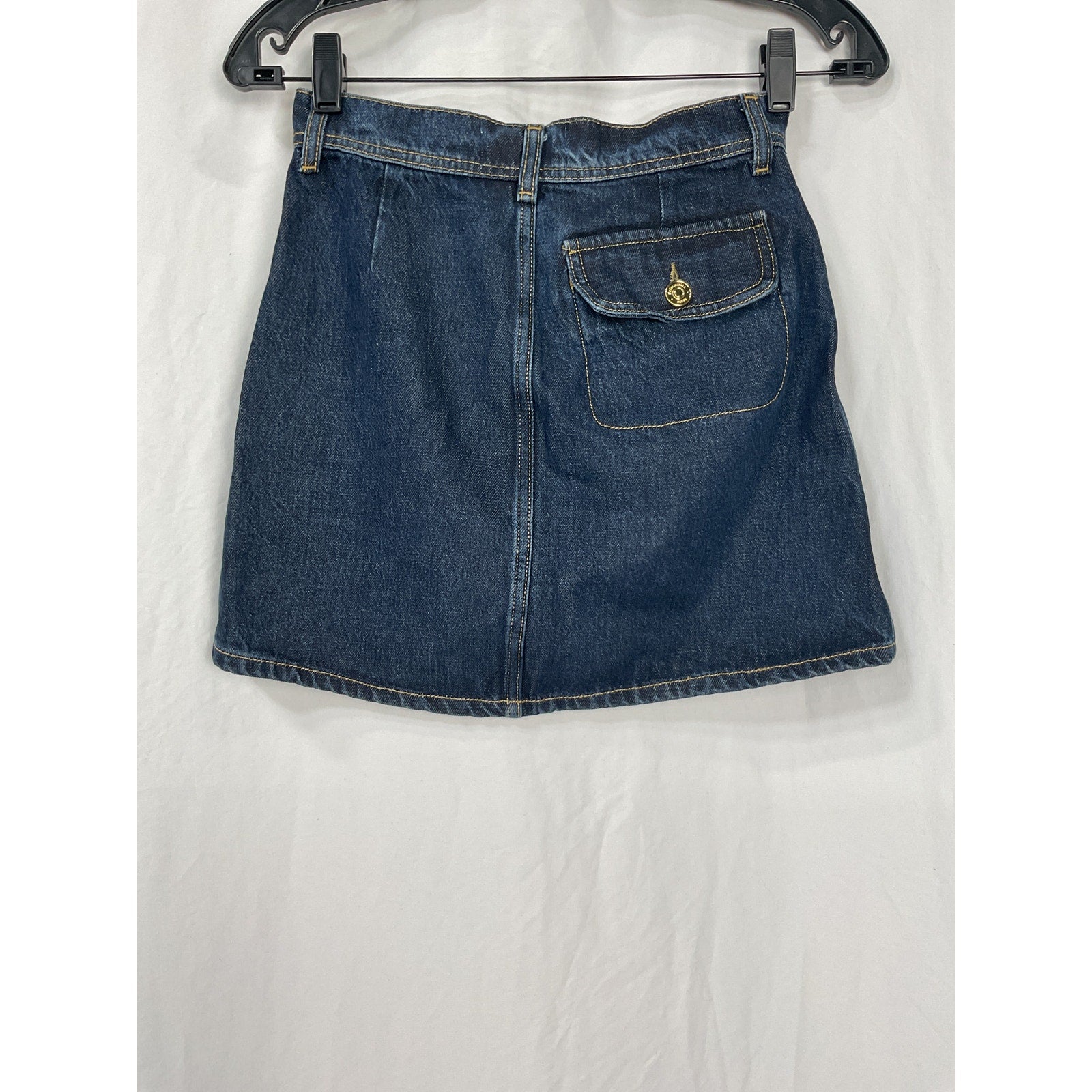 Reformation 'Elia' Blue Cotton Patch Pocket Denim Mini Skirt Size 23